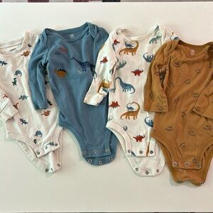 Baby Boy Bundle (6 mo) - 4 long-sleeve dinosaur onesies